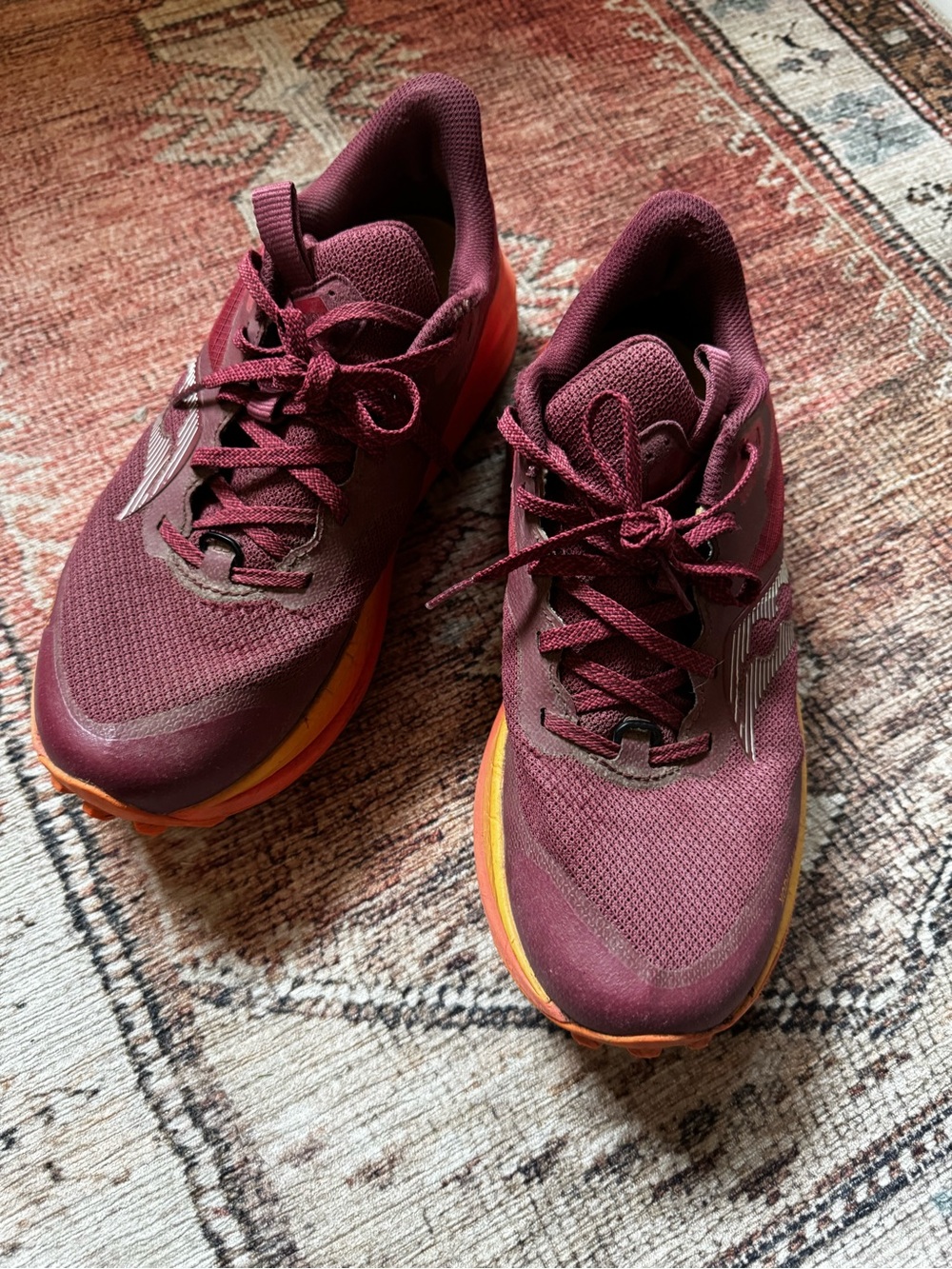 Saucony Women's Burgundy Running Shoes with Orange Sole